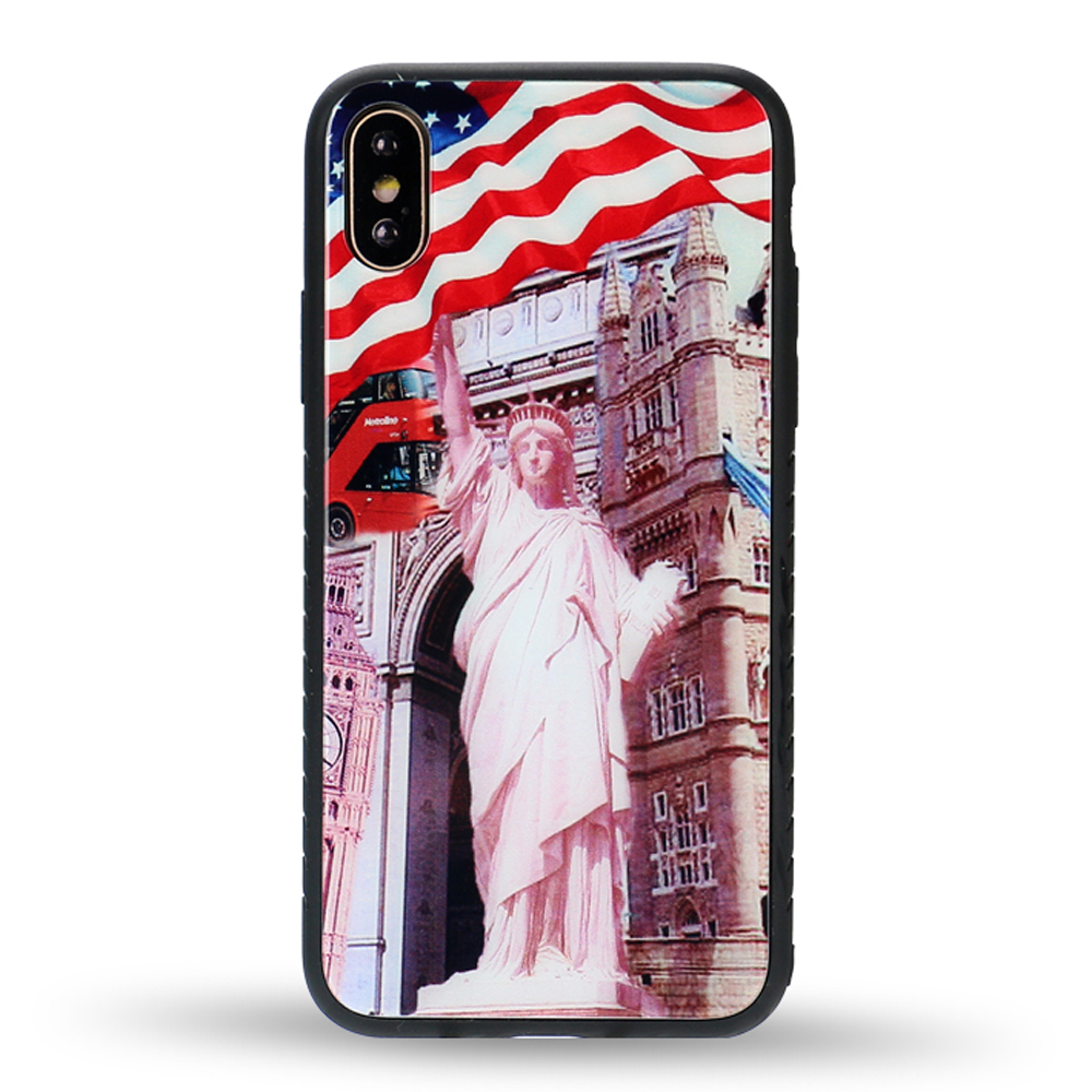 iPHONE XS / X Design Tempered Glass Hybrid Case (Statue of Liberty)